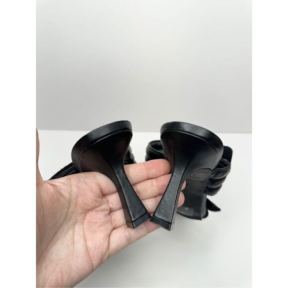 Abound Shoes Womens Size 7 Qarly Heeled Black Square Toe Slip On Sandals - Picture 5 of 8